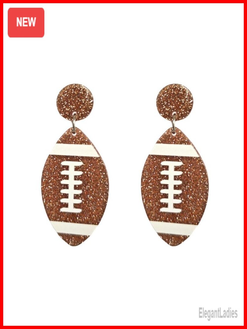 Acrylic Glitter Dangle Drop Earrings Football Game Day Sports Fan
